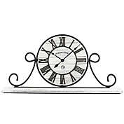 Sterling & Noble&trade; Farmhouse Collection Wrought Iron Mantel Clock in Whitewash