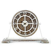 Sterling & Noble&trade; Farmhouse Collection Rustic Wood Mantel Clock in Brown/Cream