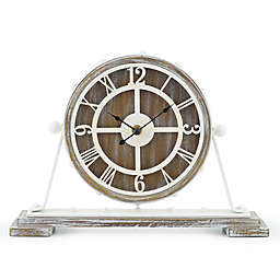 Sterling & Noble™ Farmhouse Collection Rustic Wood Mantel Clock in Brown/Cream