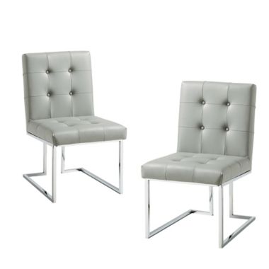Inspired Home Shiloah Dining Chairs in Light Grey (Set of 2). View a larger version of this product image.