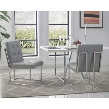 Inspired Home Shiloah Dining Chairs in Light Grey (Set of 2). View a larger version of this product image.