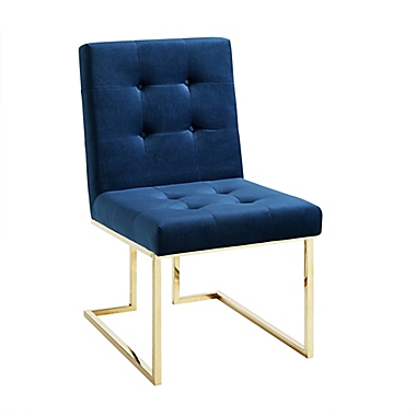 Inspired Home Velvet Shiloah Dining Chairs in Navy (Set of 2). View a larger version of this product image.
