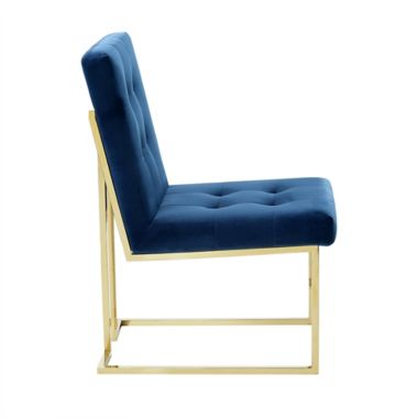 Inspired Home Velvet Shiloah Dining Chairs in Navy (Set of 2). View a larger version of this product image.