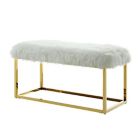 Alternate image 3 for Inspired Home Faux Fur Willard Bench in White/Gold