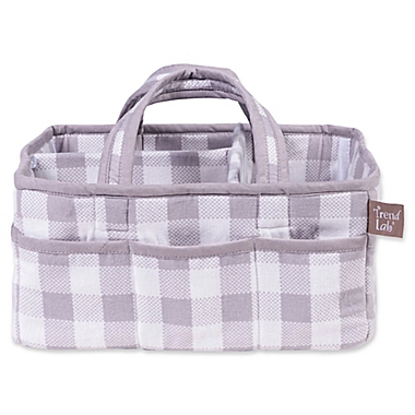 Trend Lab&reg; Buffalo Check Diaper Caddy in Grey/White. View a larger version of this product image.
