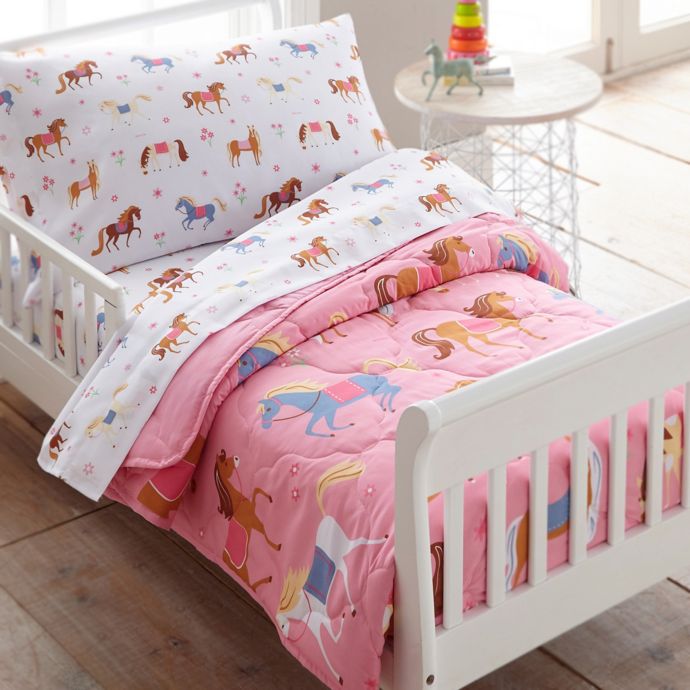 Wildkin Horses 4 Piece Toddler Bedding Set In Pink Bed Bath Beyond