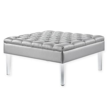 Inspired Home Leather Eladio Ottoman. View a larger version of this product image.