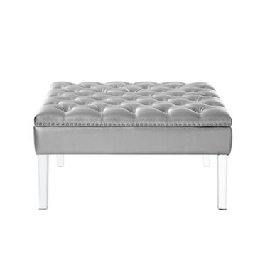 Inspired Home Leather Eladio Ottoman. View a larger version of this product image.