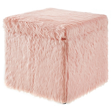 Inspired Home Emme Faux Fur Ottoman. View a larger version of this product image.