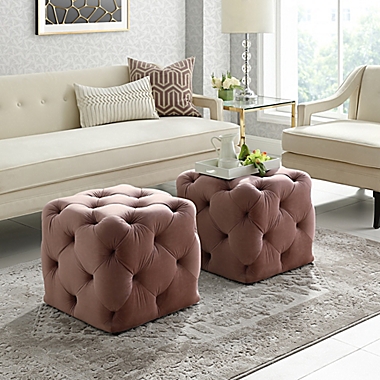 Inspired Home Cecil Velvet Ottoman. View a larger version of this product image.