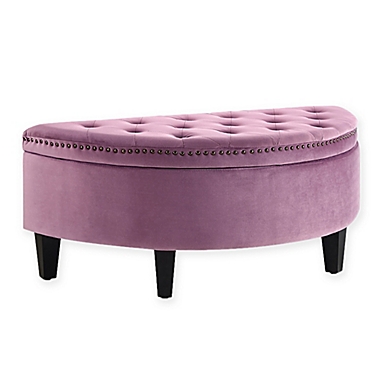 Inspired Home Velvet Sutherland Ottoman. View a larger version of this product image.