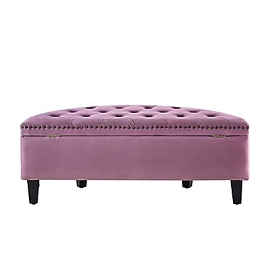 Inspired Home Velvet Sutherland Ottoman. View a larger version of this product image.