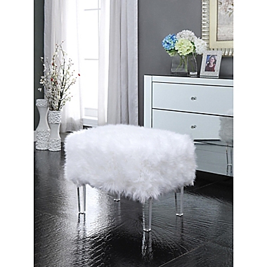 Inspired Home Faux Fur Wayne Ottoman. View a larger version of this product image.