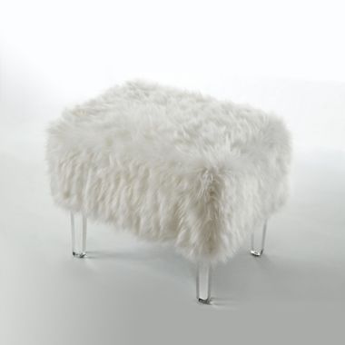 Inspired Home Faux Fur Wayne Ottoman. View a larger version of this product image.
