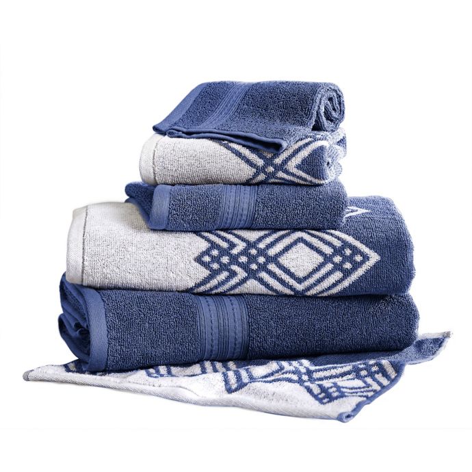 Pacific Coast Textiles 6Piece Reversible Popcorn Diamond Bath Towel