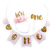 Baby Aspen Gold Glitter 1st Birthday Decor Kit in Pink