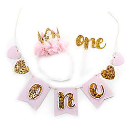 Baby Aspen Gold Glitter 1st Birthday Decor Kit in Pink