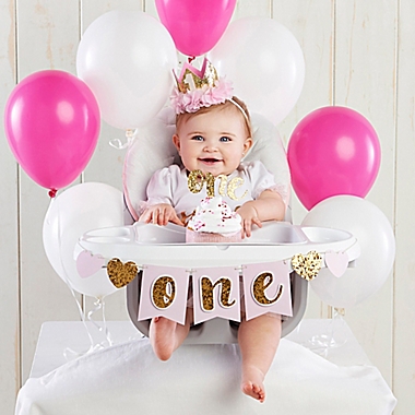 Baby Aspen Gold Glitter 1st Birthday Decor Kit in Pink. View a larger version of this product image.