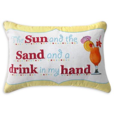 Surya Drink In Hand Typography Oblong Throw Pillow in Red/White