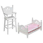 Alternate image 0 for Badger Basket English Country Doll High Chair and Bed Set with Chevron Bedding in White