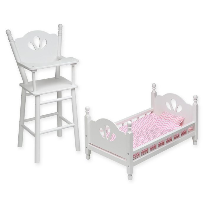 doll bed and highchair set