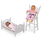 Alternate image 3 for Badger Basket English Country Doll High Chair and Bed Set with Chevron Bedding in White