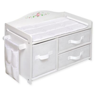 Badger Basket Doll Care Station with Baskets in White Rose