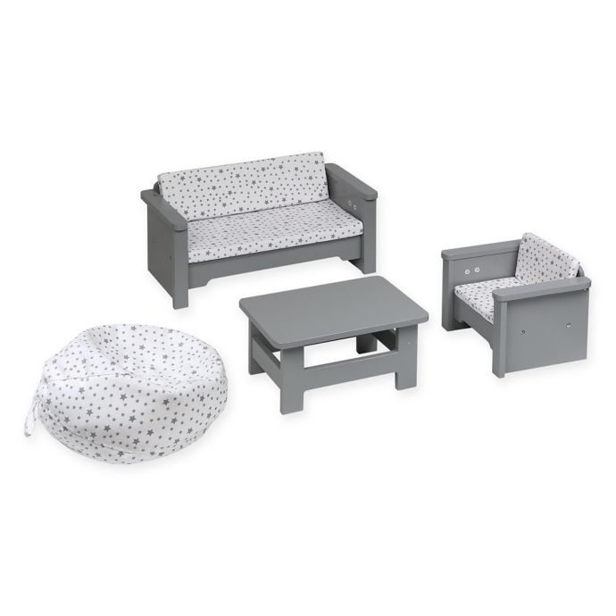 Badger Basket Doll Living Room Furniture Set In Grey Bed Bath