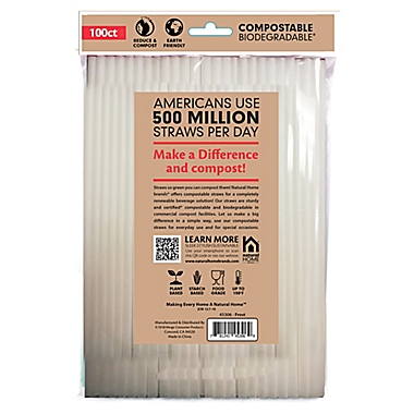 Natural Home Brands& reg; Compostable Straws in Frost (Pack of 100). View a larger version of this product image.