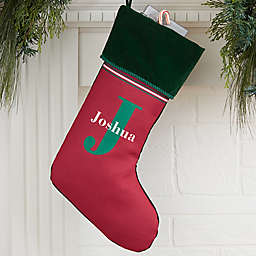 My Name & Monogram Personalized Christmas Stocking in Green