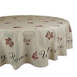 Design Imports Rustic Leaves 70-Inch Round Tablecloth