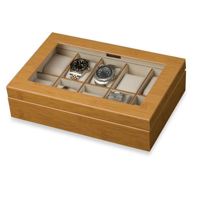 wooden watch box with glass top