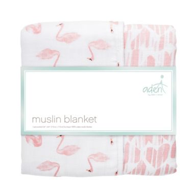 aden + anais&trade; essentials Swans Muslin Receiving Blanket in Pink. View a larger version of this product image.