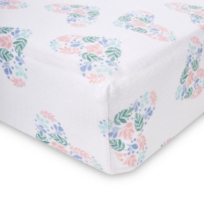 blue floral crib sheet