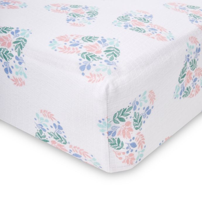 Aden By Aden Anais Floral Heart Crib Sheet In Blue Bed Bath