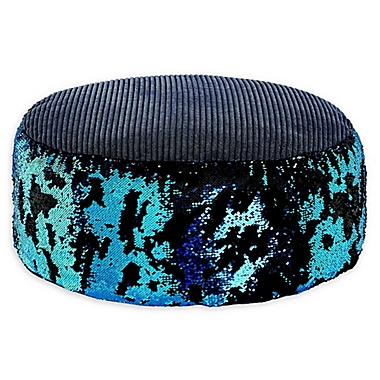 Soft Landing&trade; Sequin Pouf in Black/Blue. View a larger version of this product image.