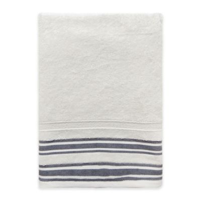 Farmhouse Ticking Striped Bath Towel in Cream/Black | Bed ...