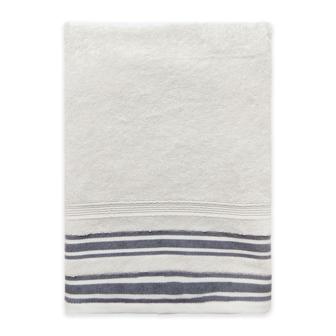 Farmhouse Ticking Striped Bath Towel in Cream/Black Bed Bath and