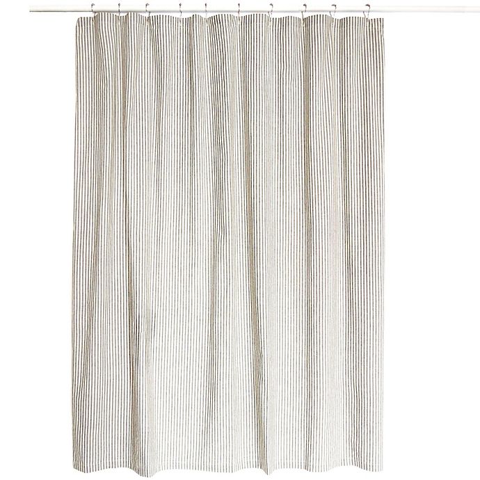 Farmhouse Ticking Striped Shower, Black Ticking Stripe Shower Curtain