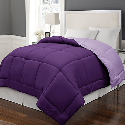 Alternate image 1 for Microfiber Down Alternative Reversible Twin Comforter in Purple/Violet