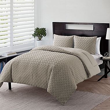 VCNY Home Nina Embossed 3-Piece Full/Queen Comforter Set in Taupe. View a larger version of this product image.
