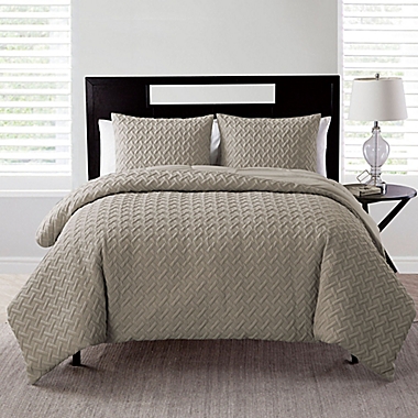 VCNY Home Nina Embossed 3-Piece Full/Queen Comforter Set in Taupe. View a larger version of this product image.