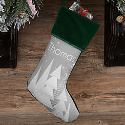 Frosty Neutrals Personalized Christmas Stocking in Green