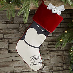 Bride & Groom Personalized Christmas Stocking in Ivory