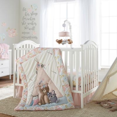 blue and pink crib bedding