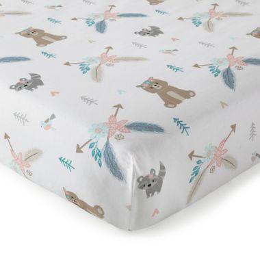 Levtex Baby&reg; Malia Bear Fitted Crib Sheet in White. View a larger version of this product image.