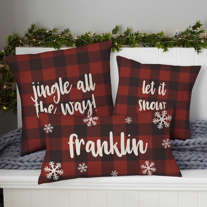 Personalized Cozy Cabin Buffalo Check Throw Pillow Bed Bath & Beyond