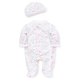 Little Me® Watercolor Floral Wrap Footie and Hat Set in Pink