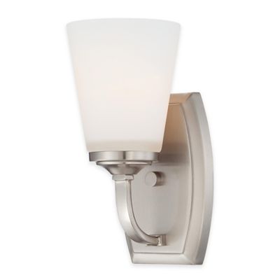 Minka Lavery&reg; Overland Park 1-Light Wall-Mount Bath Fixture in Brushed Nickel with Glass Shade