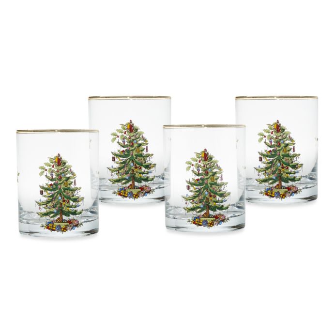 Spode Christmas Tree 14 Oz Double Old Fashioned Glasses Set Of 4 Bed Bath Beyond